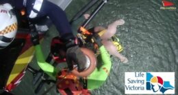 They were winched to safety by the Westpac Rescue Helicopter after police spotted them in the water.﻿