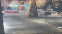 Late-night joyride ends in disaster as driver smashes into towering Christmas tree on camera