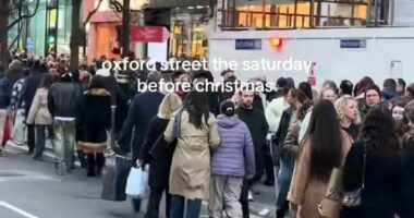 London descends into CHAOS before Christmas: Crowds on Oxford Street