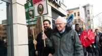 Mayor-elect Mamdani and Bernie Sanders picket with striking Starbucks workers
