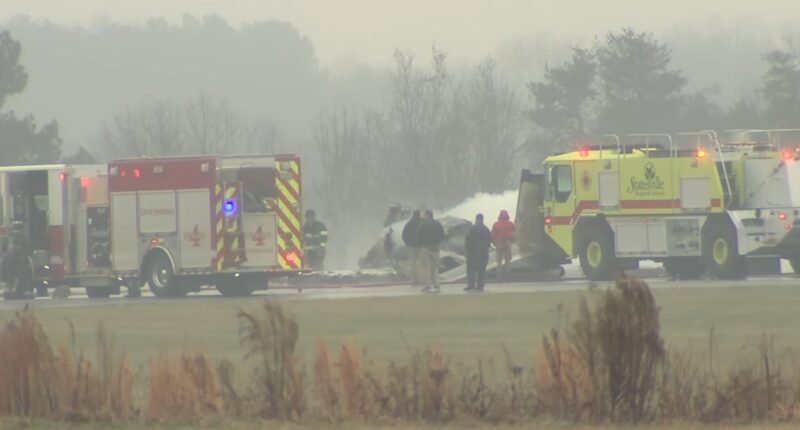 Plane, owned by former NASCAR driver Greg Biffle, crashes while landing at Statesville Regional Airport in North Carolina
