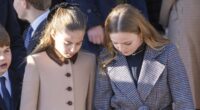 Princess Charlotte's sweet bond with Mia Tindall, 11, was on full display at Sandringham - as cousins were spotted excitedly comparing their Christmas outfits