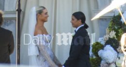 Sam Kerr and Kristie Mewis tie the knot in Aussie sport's wedding of the year as Matildas stars stun in all-black outfits