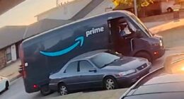 Shocking moment heartless Amazon driver damages car before fleeing
