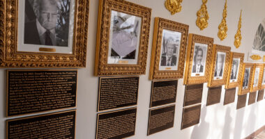 Trump writes partisan plaques for predecessors in his newly installed Presidential Walk of Fame