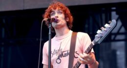 Tyson Ritter of The All-American Rejects performs onstage during the Jonas Brothers: JONAS20 Greetings From Your Hometown tour kick off at Met Life Stadium on August 10, 2025 in East Rutherford, New Jersey.