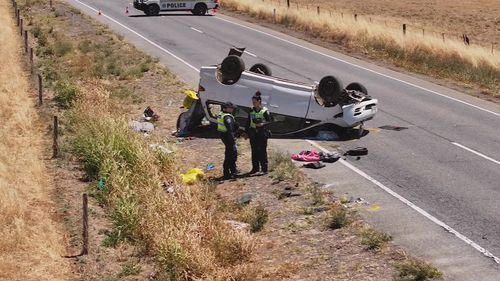 The Tarago lost control and rolled around 5.30 this morning.