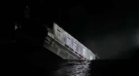 Video shows canal boat sinking after catastrophe in the night