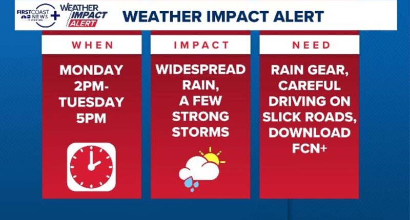 Weather Impact Alert: Widespread rain & strong storms lead to slick roads Monday and Tuesday