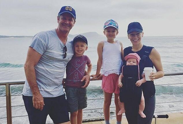 Chris Cairns is pictured with his estranged wife Melanie Crosser and their children before the triple health blow that almost killed him and left him paralysed