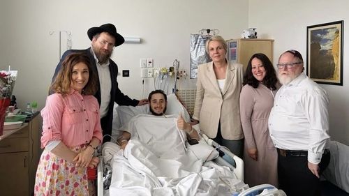 Rabbi Leibel Lazaroff, 20, was shot in the abdomen and thigh while volunterring at the Chanukah by the Sea celebration at Bondi'a Archer Park on December 14.