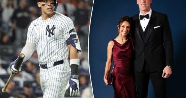 Aaron Judge celebrates latest MVP title with wife during NYC date night