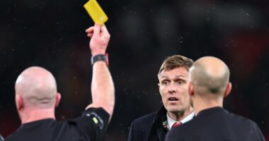 Angry Man United caretaker boss Darren Fletcher confronts officials after dismal Man United defeat - as he hits out at 'poor refereeing'
