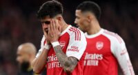 Arsenal's chances of winning the Premier League suffer major drop in latest supercomputer prediction after 3-2 defeat by Michael Carrick's Man United