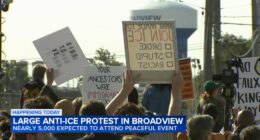 Broadview ICE protest today craws large crowd after Renee Good shooting in Minneapolis, Minnesota