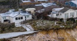 Clifftop homes on eroded coastline evacuated before Storm Goretti hits