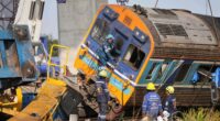 Construction crane falls onto moving train in Thailand, killing at least 29