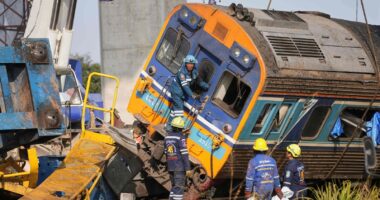 Construction crane falls onto moving train in Thailand, killing at least 29