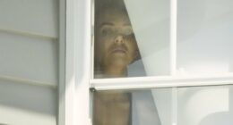 Cops are seen visiting Tess Crosley's home as former Mormon missionary is spotted peering anxiously out the window amid Lachie Neale scandal