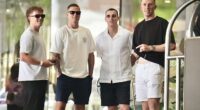 Harry Brook (second right) is on a final warning from the ECB over his conduct after being struck by a bouncer outside a Wellington nightclub in October