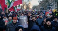 Protesters participate in a demonstration in Berlin, in support of Iran protests