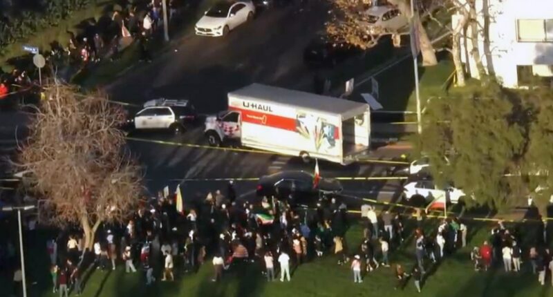 Driver appears to ram U-Haul truck through crowd during Iran protest in Los Angeles