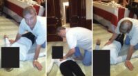 Newly released images from the US DOJ appear to show Andrew Mountbatten-Windsor â formerly Prince Andrew â on the floor with an unidentified person.