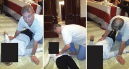 Newly released images from the US DOJ appear to show Andrew Mountbatten-Windsor â formerly Prince Andrew â on the floor with an unidentified person.