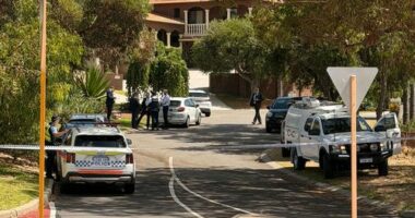 Police at the scene of a major incident at Mosman Park.