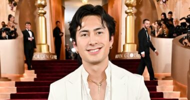 Heated Rivalry star Hudson Williams makes very risqué comment on Golden Globes red carpet to Gayle King