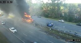 Heavy I-95 Northbound traffic near SR 206 after fiery crash involving semi-truck