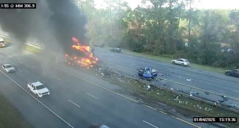Heavy I-95 Northbound traffic near SR 206 after fiery crash involving semi-truck