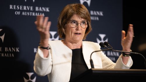 Reserve Bank Governor Michele Bullock during a press conference at the Reserve Bank, after interest rates were left on hold. Tuesdsay, December 9.
