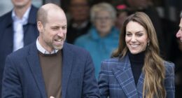 Hold my coat, darling! Gentleman William looks after Kate's bespoke tartan coat by Saville Row tailor as Princess tries her hand at weaving