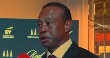 Inside Tiger Woods' 50th birthday bash as he cozies up to girlfriend Vanessa Trump to watch Bon Jovi