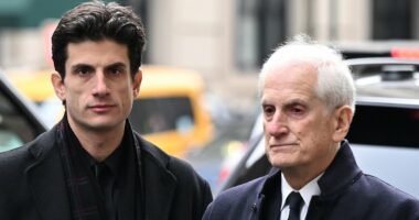 Jack Schlossberg looks heartbroken as he attends sister's funeral