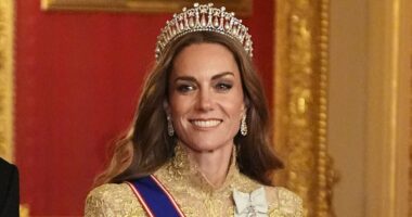 Kate is in 'total control' of her own wardrobe after departure of her stylist of 15 years - as secret messages in her state banquet gowns are revealed