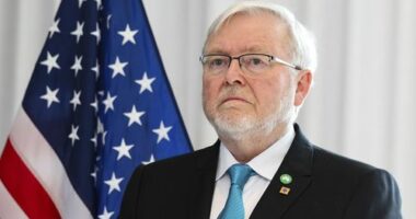 Australian ambassador to the United States, Kevin Rudd, addresses a Technology and Innovation Business reception in Seattle, United States of America, on Saturday 14 June 2025. fedpol Photo: Alex Ellinghausen