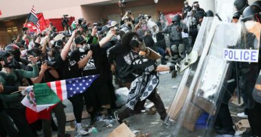 LAPD arrests violent agitators after protests erupt outside federal detention center in Los Angeles