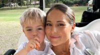 Louise Thompson gives a health update as her son Leo, 4
