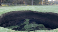 Major sinkhole opens up on popular Melbourne footy field