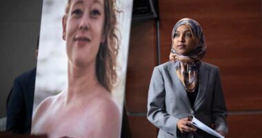 Man sprays unknown substance on Rep. Ilhan Omar and is tackled at Minneapolis town hall