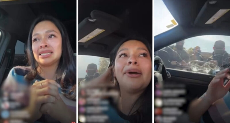 Maria Santay livestreams detainment as federal immigration agents smash car window in El Monte, California