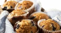 Mix 4 ingredients to make high protein blueberry muffins loved by personal trainer