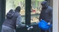 Moment hammer-wielding thugs break into family-run jewellers