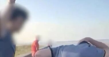 Moment teen launches bottle attack on 'paedo' shown to murder jury