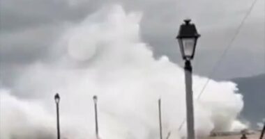 Monster wave kills man in Greece as coffins tumble down Italian cliff