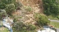 A landslide smashed into a campsite in rain-swept northern New Zealand on January 22, leaving multiple people missing under tonnes of mud