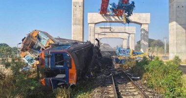 Multiple people killed after construction crane falls, derails train in Thailand