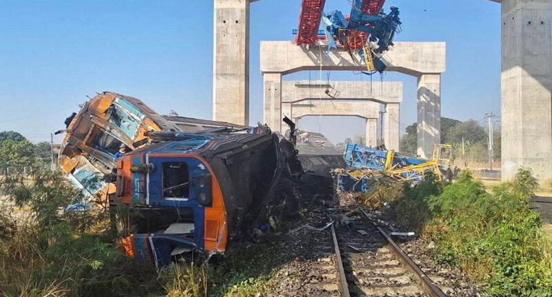 Multiple people killed after construction crane falls, derails train in Thailand